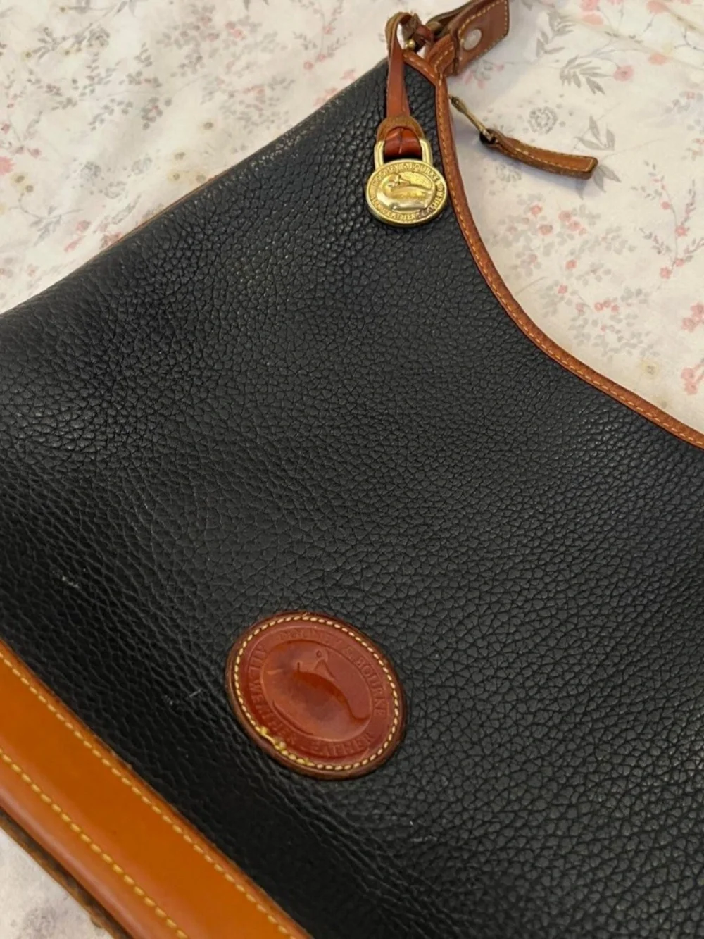 Vintage Dooney & Bourke Leather Hobo Bag Shoulder Large Pebbled Made in USA